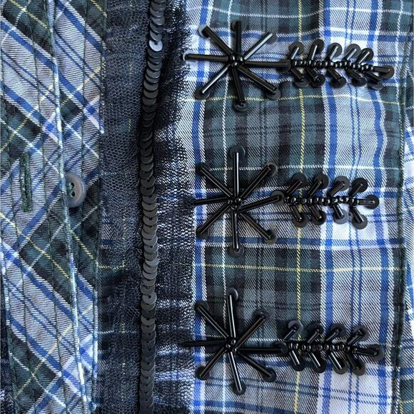 J. Crew Long-Sleeves Top Women's Size S Green Black White Plaid 100% Cotton - Picture 5 of 13